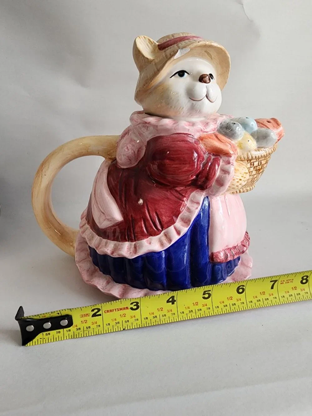 Vintage Cisco Torrance Mama Cat Fish Basket Ceramic Teapot